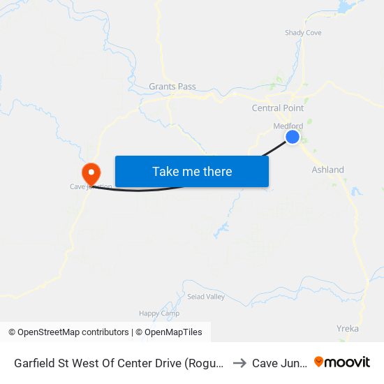 Garfield St West Of Center Drive (Rogue Credit Union) to Cave Junction map