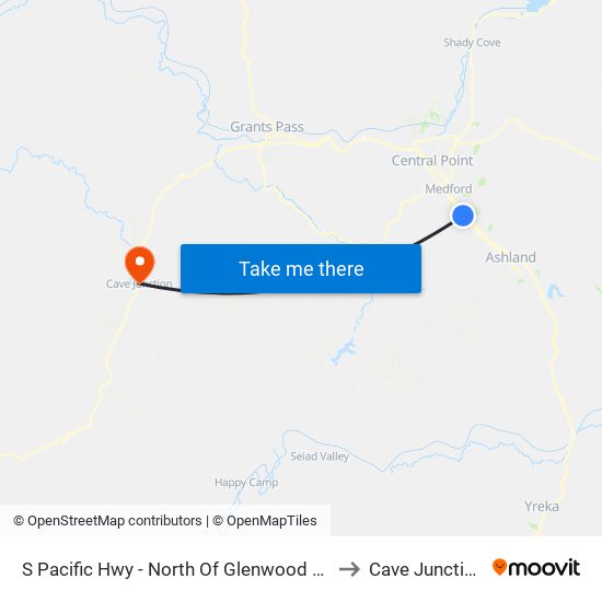 S Pacific Hwy - North Of Glenwood Rd to Cave Junction map