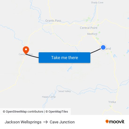 Jackson Wellsprings to Cave Junction map