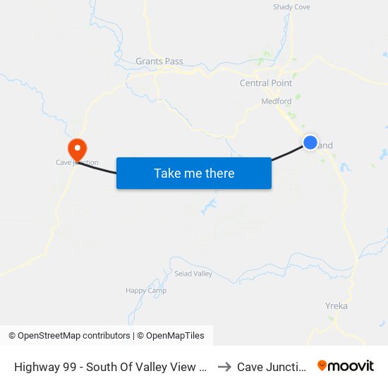 Highway 99 - South Of Valley View Rd to Cave Junction map