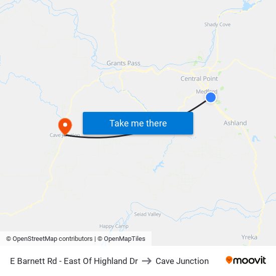 E Barnett Rd - East Of Highland Dr to Cave Junction map