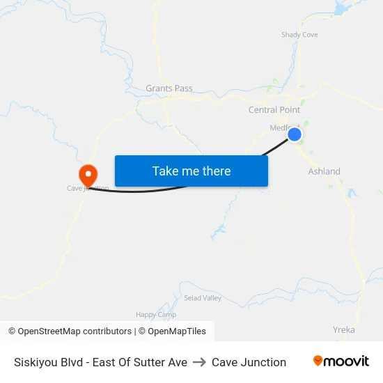 Siskiyou Blvd - East Of Sutter Ave to Cave Junction map
