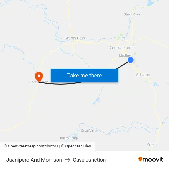 Juanipero And Morrison to Cave Junction map