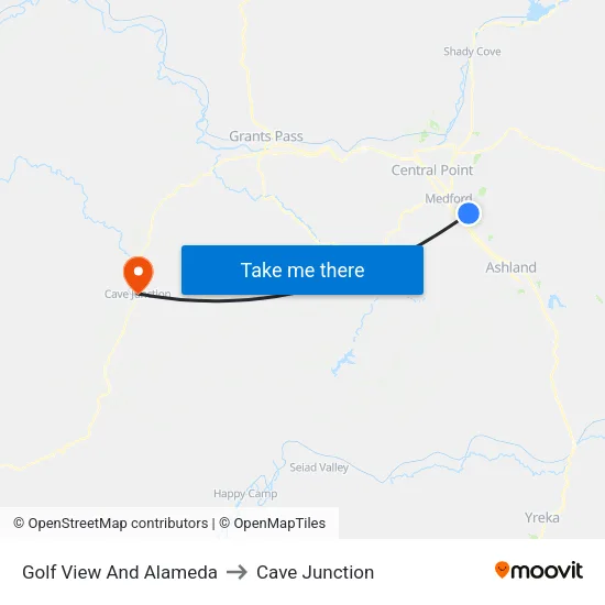 Golf View And Alameda to Cave Junction map