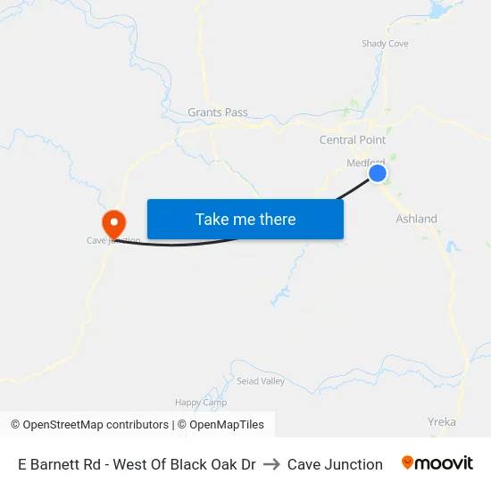 E Barnett Rd - West Of Black Oak Dr to Cave Junction map
