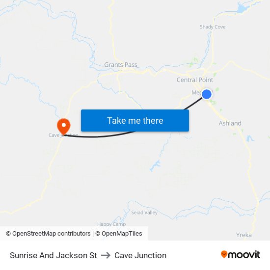 Sunrise And Jackson St to Cave Junction map