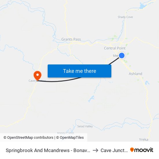 Springbrook And Mcandrews - Bonaventure to Cave Junction map