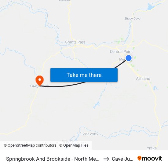 Springbrook And Brookside - North Medford High School to Cave Junction map