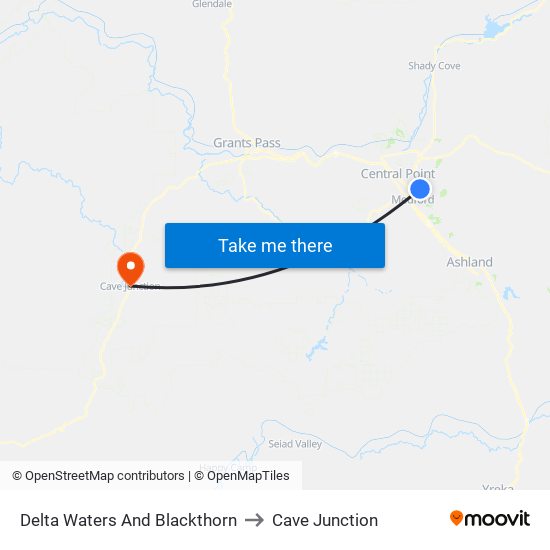 Delta Waters And Blackthorn to Cave Junction map