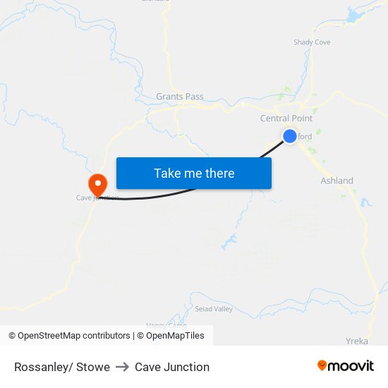 Rossanley/ Stowe to Cave Junction map