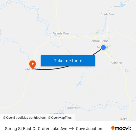 Spring St East Of Crater Lake Ave to Cave Junction map
