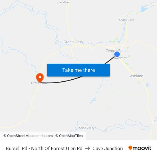 Bursell Rd - North Of Forest Glen Rd to Cave Junction map