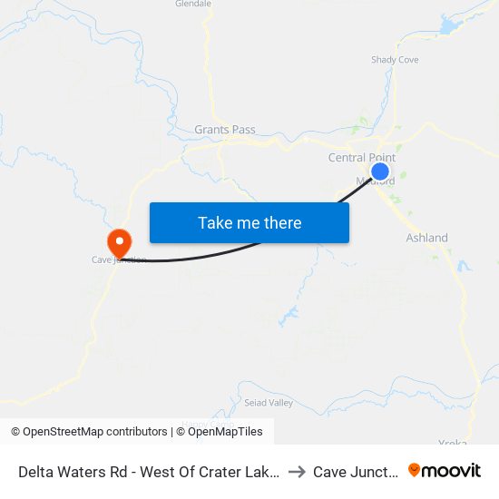 Delta Waters Rd - West Of Crater Lake Ave to Cave Junction map