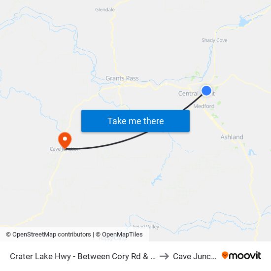 Crater Lake Hwy - Between Cory Rd & Vilas Rd to Cave Junction map