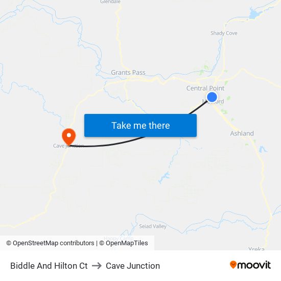 Biddle And Hilton Ct to Cave Junction map