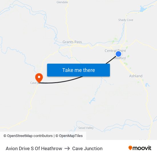 Avion Drive S Of Heathrow to Cave Junction map