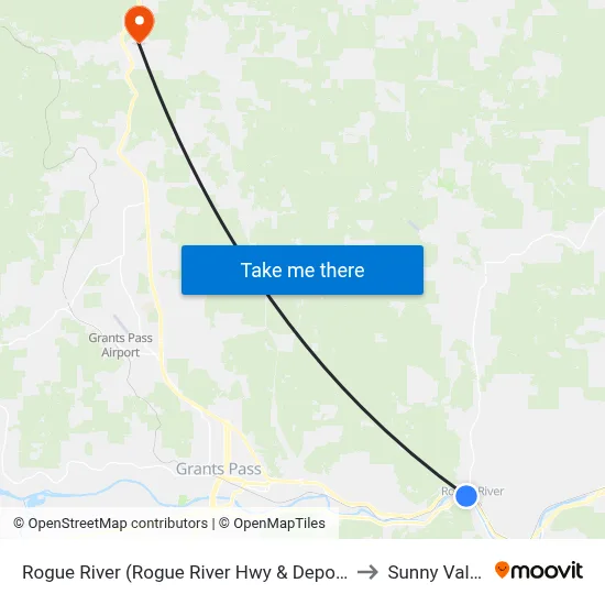 Rogue River (Rogue River Hwy & Depot St) to Sunny Valley map