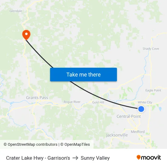 Crater Lake Hwy - Garrison's to Sunny Valley map