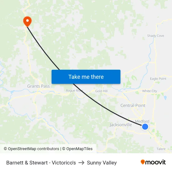 Barnett & Stewart - Victorico's to Sunny Valley map