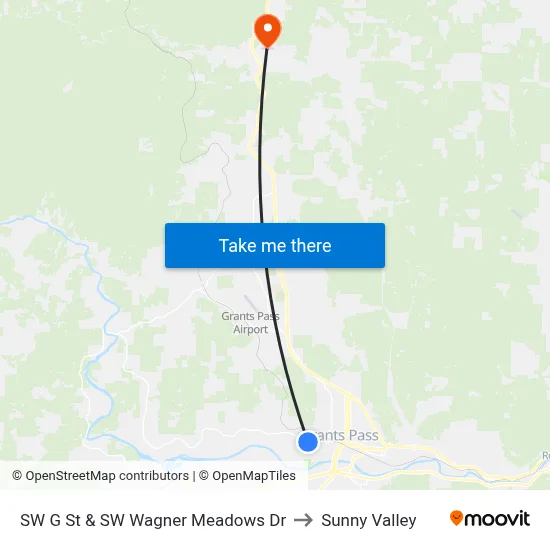 SW G St & SW Wagner Meadows Dr to Sunny Valley map