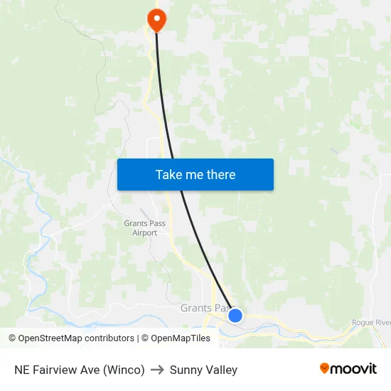 NE Fairview Ave (Winco) to Sunny Valley map