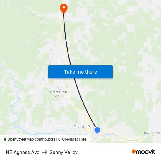 NE Agness Ave to Sunny Valley map