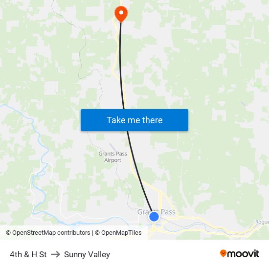 4th & H St to Sunny Valley map