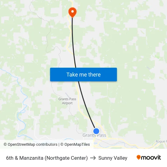 6th & Manzanita (Northgate Center) to Sunny Valley map