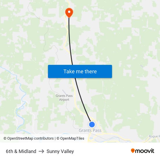 6th & Midland St (China Hut) to Sunny Valley map