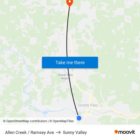 Allen Creek & Ramsey (Creekside Center) to Sunny Valley map