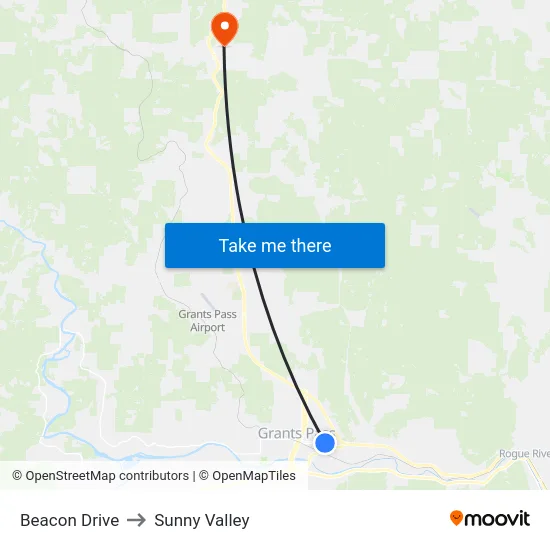 Beacon Drive to Sunny Valley map