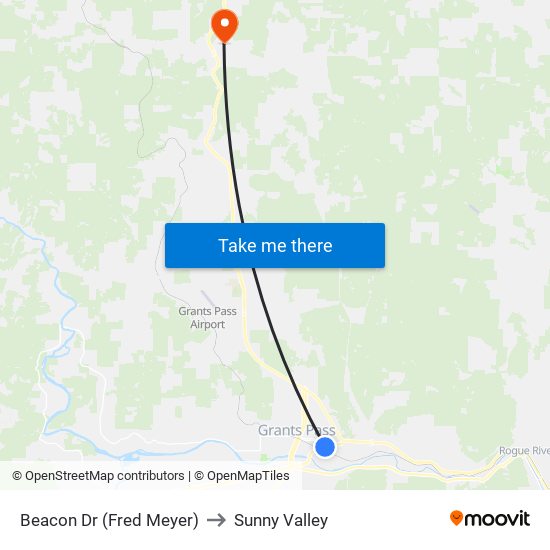 Beacon Dr (Fred Meyer) to Sunny Valley map