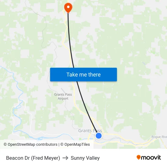 Beacon Dr (Fred Meyer) to Sunny Valley map