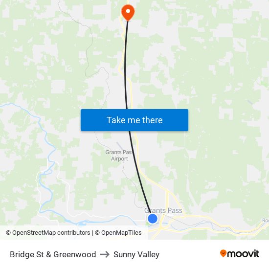 Bridge St & Greenwood to Sunny Valley map