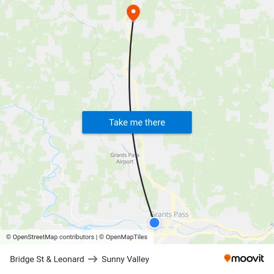Bridge St & Leonard to Sunny Valley map