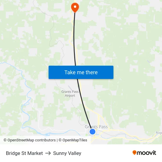 Bridge St Market to Sunny Valley map
