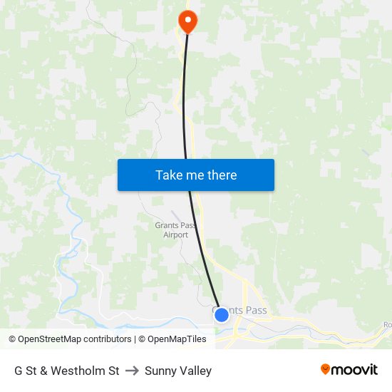 G St & Westholm St to Sunny Valley map