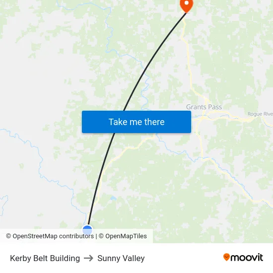 Kerby Belt Building to Sunny Valley map