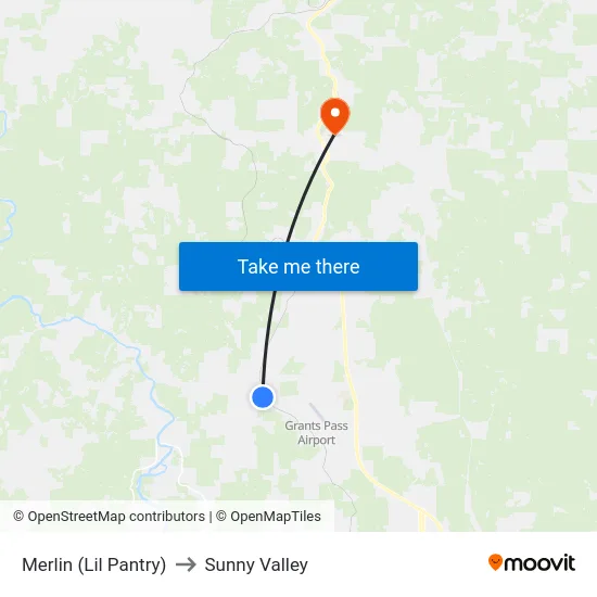 Merlin (Lil Pantry) to Sunny Valley map