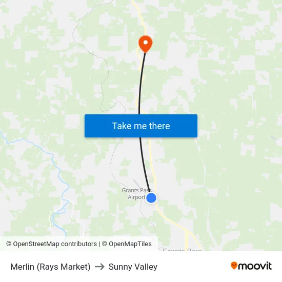 Merlin (Rays Market) to Sunny Valley map