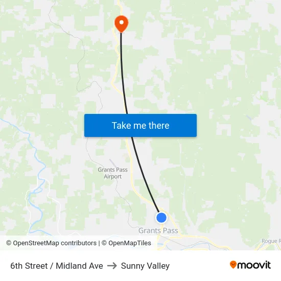 6th Street / Midland Ave to Sunny Valley map