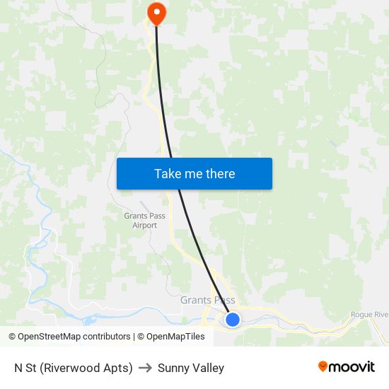 N St (Riverwood Apts) to Sunny Valley map