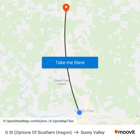 G St (Options Of Southern Oregon) to Sunny Valley map