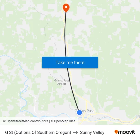 G St (Options Of Southern Oregon) to Sunny Valley map