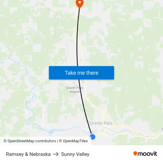 Ramsey & Nebraska to Sunny Valley map