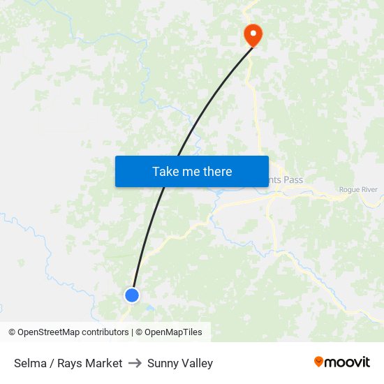 Selma / Rays Market to Sunny Valley map