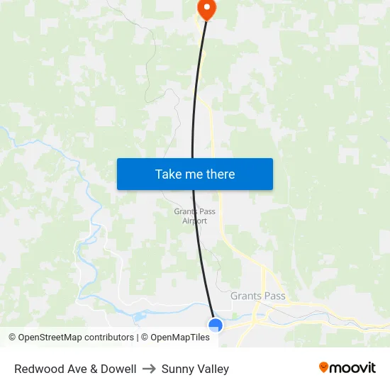 Redwood Ave & Dowell to Sunny Valley map