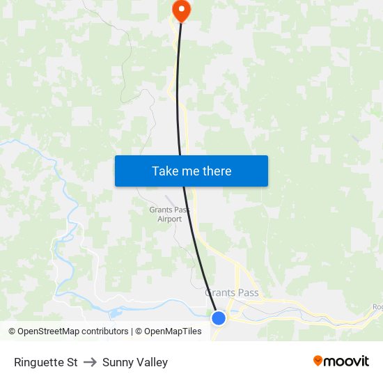 Ringuette St to Sunny Valley map