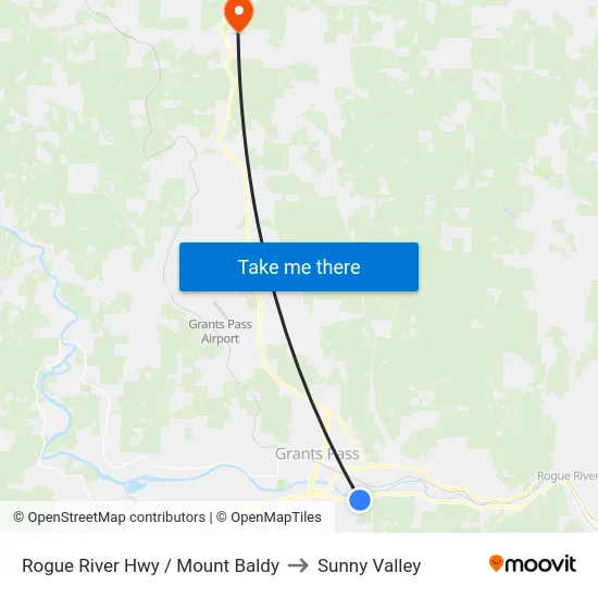 Rogue River Hwy / Mount Baldy to Sunny Valley map