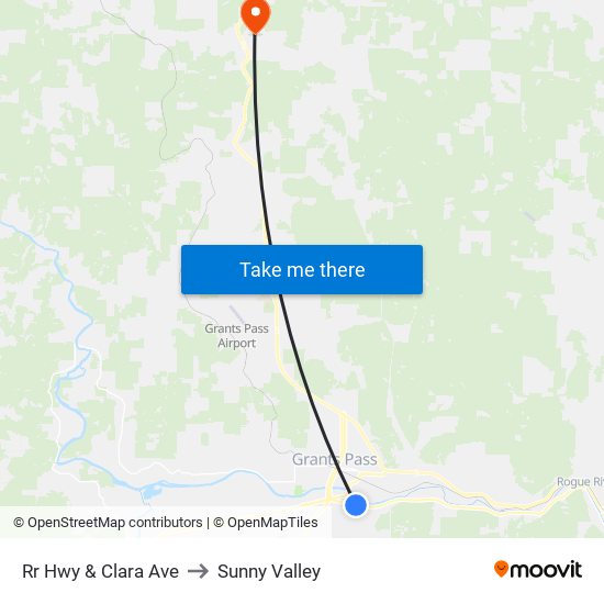 Rr Hwy & Clara Ave to Sunny Valley map